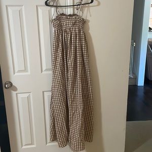 Brown Gingham Maxi Dress
